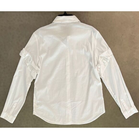 ANTONIO MELANI ASHTON BLOUSE Women Sz Small WHITE Ruffle Button Down - Picture 10 of 13